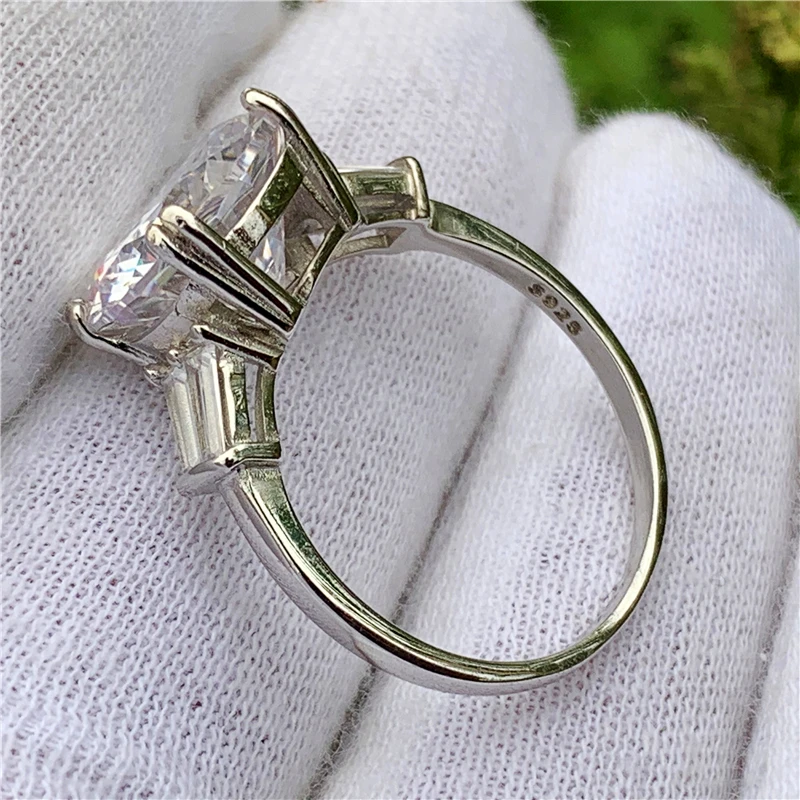 Solitaire Round cut 6ct Sona cz Ring 925 Sterling Silver Engagement Wedding Band Rings for women Bridal Luxury Party Jewelry