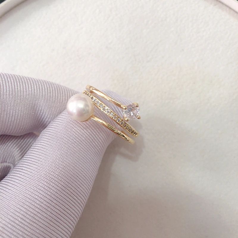 ZHBORUINI Index Finger Pearl Ring 100% Real Natural Freshwater Pearl 18K Gold Plating Women Jewelry Multilayer Ring Wholesale