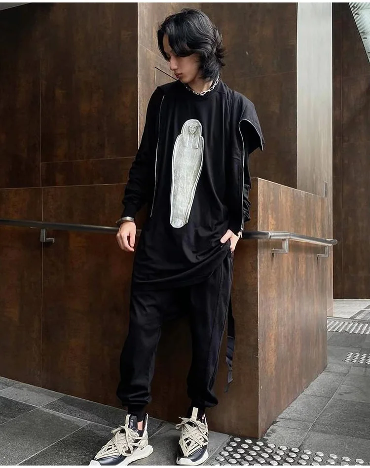 HKSH Men's Tide Punk Dark Autumn Winter New RO Style Wizardry Zipper Women's Fashion Cotton Sweatshirt Chic Coats Hoodies HK0530