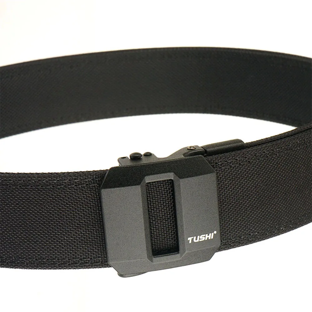 TUSHI Hard Tactical Gun Belt for Men Metal Automatic Buckle Thick Nylon Police Military Belt Casual Belt IPSC Girdle Male