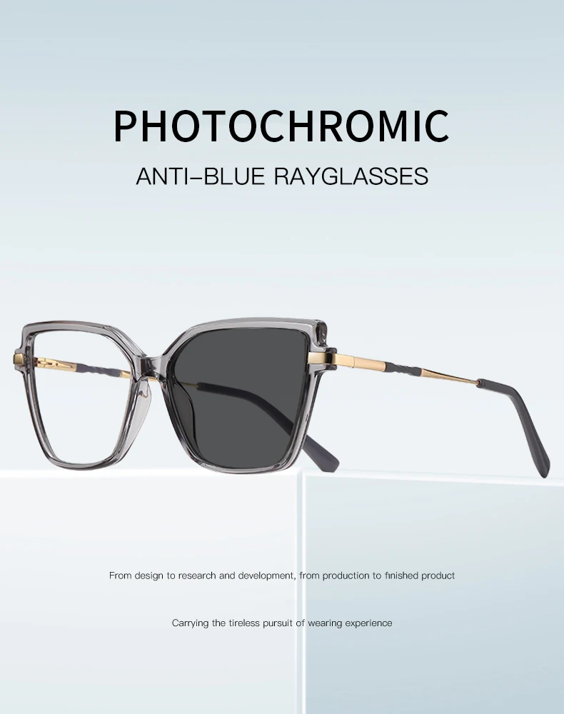 VKYEE Fashionable Versatile Butterfly Simple Design Women's Anti-blue Light Glasses Photochromic Can Be Customized Prescription