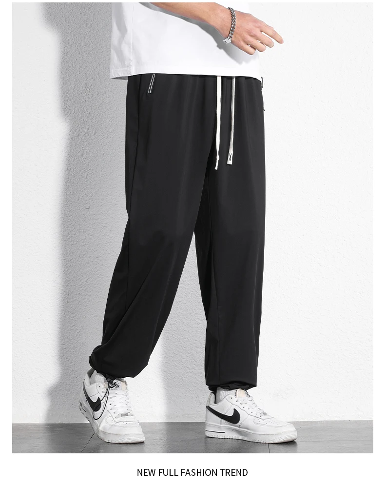 190cm 200cm Men's Tall Pants Zipper Pocket Summer Trouser Teeneeger Male Ice Silk Extra Long Length 110 115 Cm 120cm Lengthened