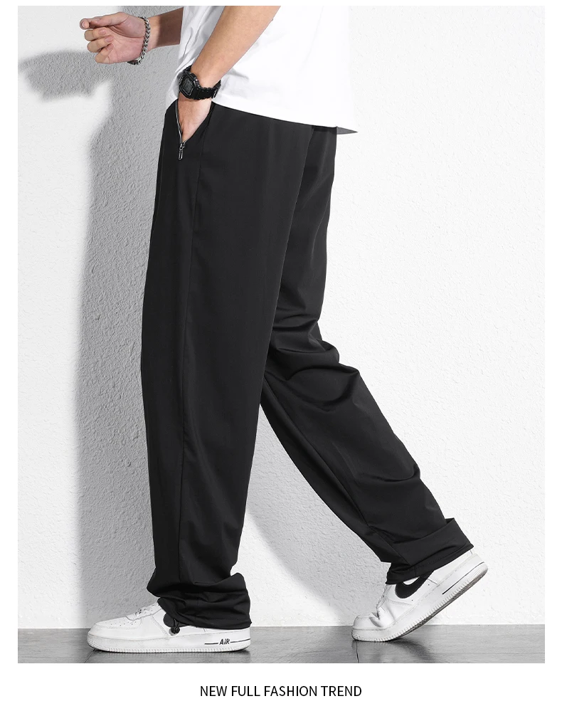 190cm 200cm Men's Tall Pants Zipper Pocket Summer Trouser Teeneeger Male Ice Silk Extra Long Length 110 115 Cm 120cm Lengthened