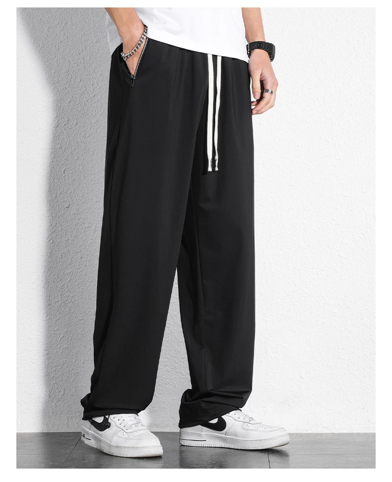 190cm 200cm Men's Tall Pants Zipper Pocket Summer Trouser Teeneeger Male Ice Silk Extra Long Length 110 115 Cm 120cm Lengthened