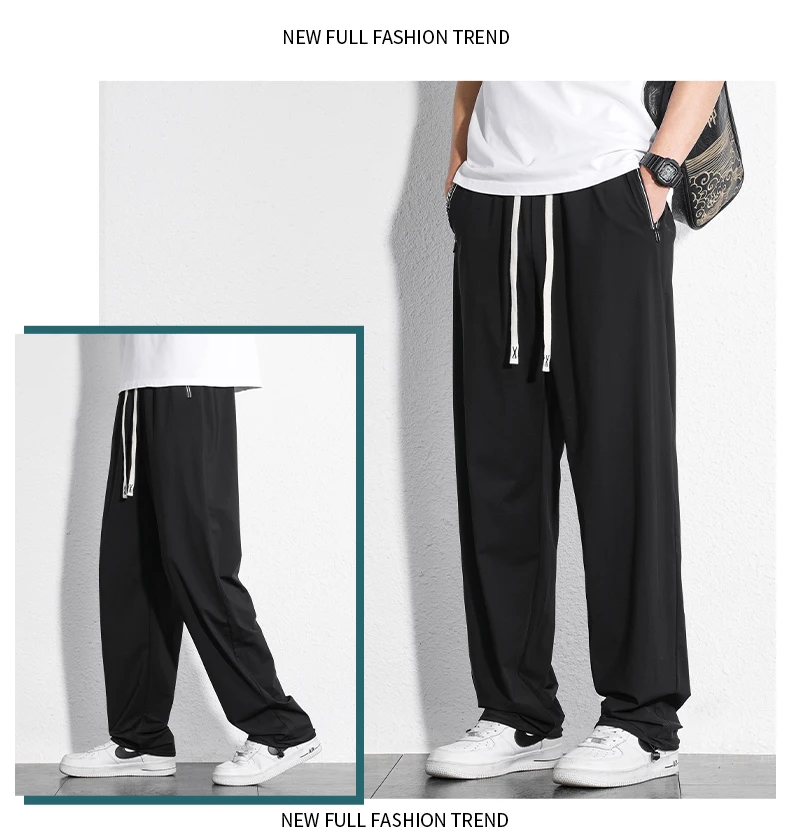 190cm 200cm Men's Tall Pants Zipper Pocket Summer Trouser Teeneeger Male Ice Silk Extra Long Length 110 115 Cm 120cm Lengthened