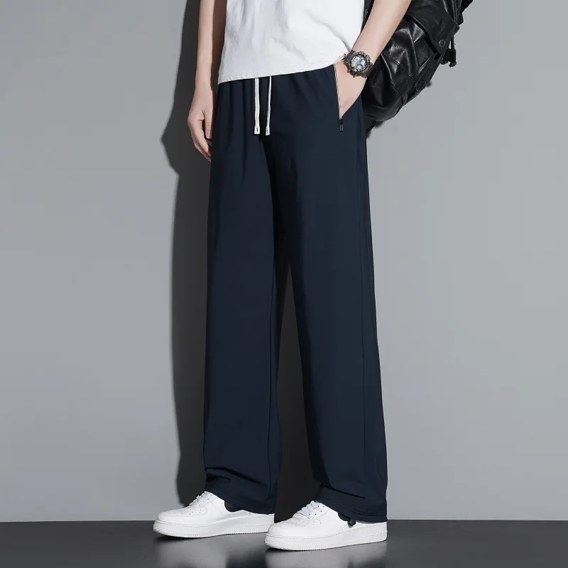 190cm 200cm Men's Tall Pants Zipper Pocket Summer Trouser Teeneeger Male Ice Silk Extra Long Length 110 115 Cm 120cm Lengthened