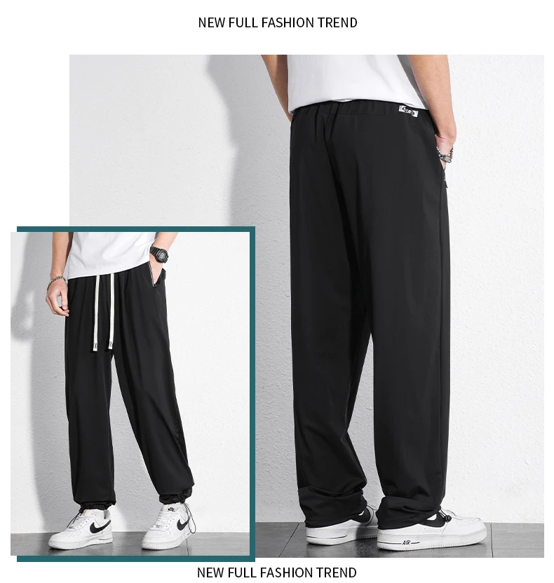 190cm 200cm Men's Tall Pants Zipper Pocket Summer Trouser Teeneeger Male Ice Silk Extra Long Length 110 115 Cm 120cm Lengthened