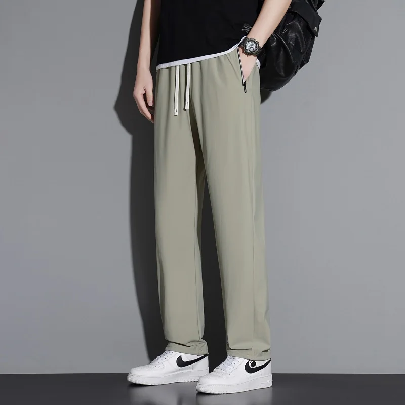 190cm 200cm Men's Tall Pants Zipper Pocket Summer Trouser Teeneeger Male Ice Silk Extra Long Length 110 115 Cm 120cm Lengthened