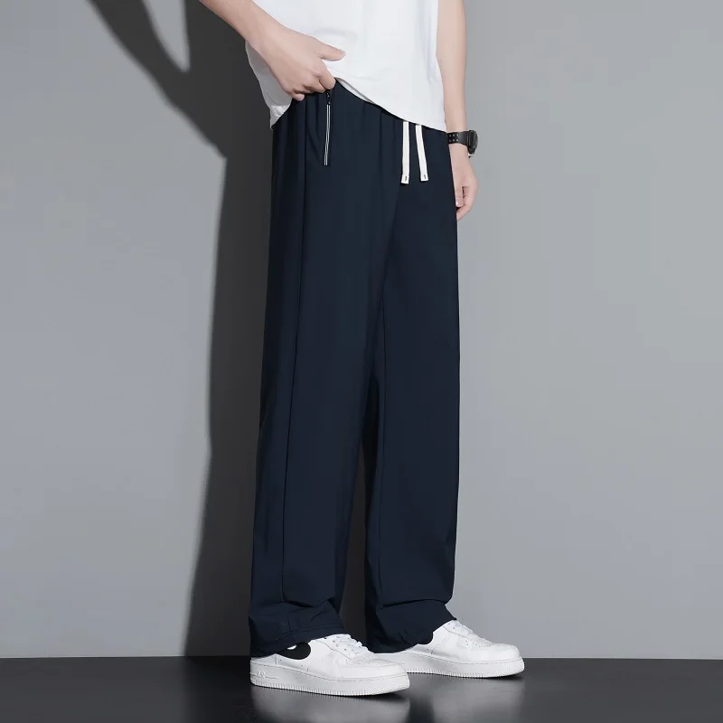 190cm 200cm Men's Tall Pants Zipper Pocket Summer Trouser Teeneeger Male Ice Silk Extra Long Length 110 115 Cm 120cm Lengthened