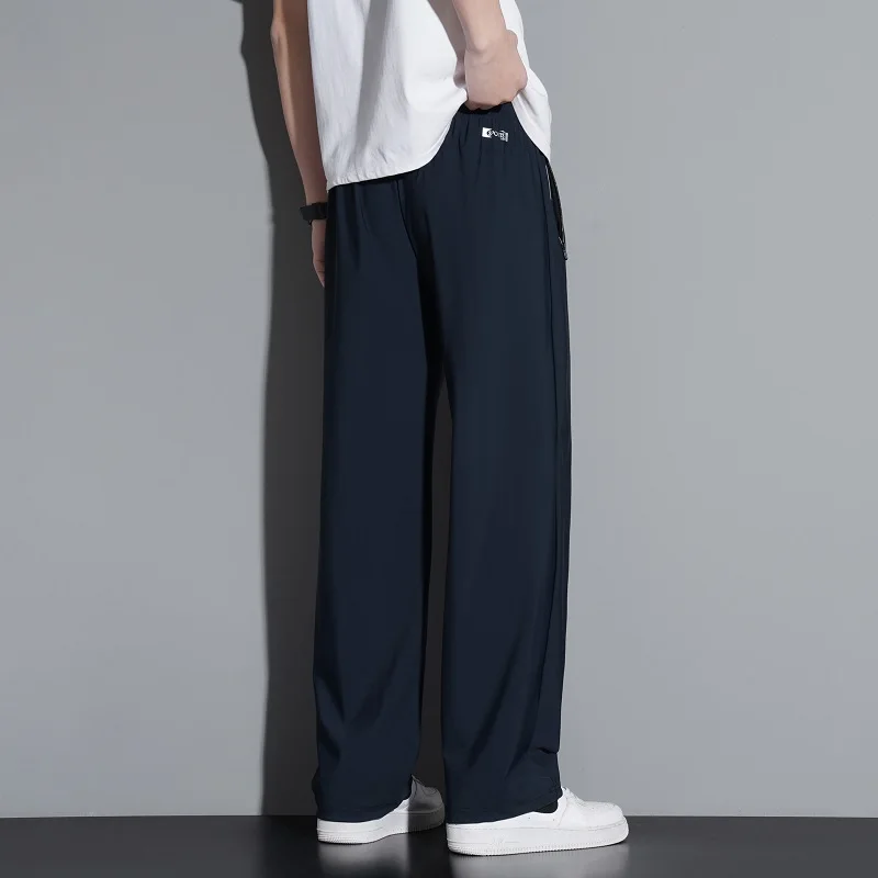 190cm 200cm Men's Tall Pants Zipper Pocket Summer Trouser Teeneeger Male Ice Silk Extra Long Length 110 115 Cm 120cm Lengthened