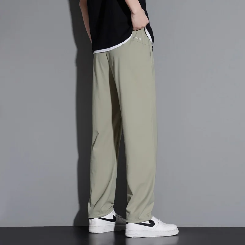 190cm 200cm Men's Tall Pants Zipper Pocket Summer Trouser Teeneeger Male Ice Silk Extra Long Length 110 115 Cm 120cm Lengthened