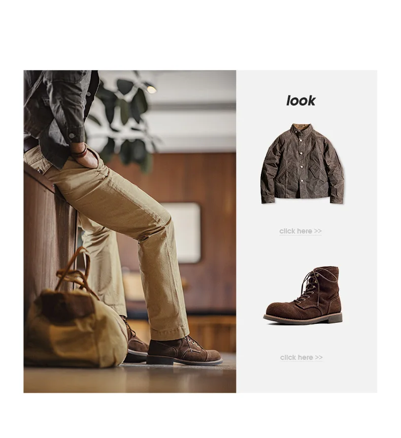 Maden Vintage Heavyweight Khaki Casual Pants Twill Cotton Straight Pants for Men's Autumn Workwear Classic Zip Fly Trousers