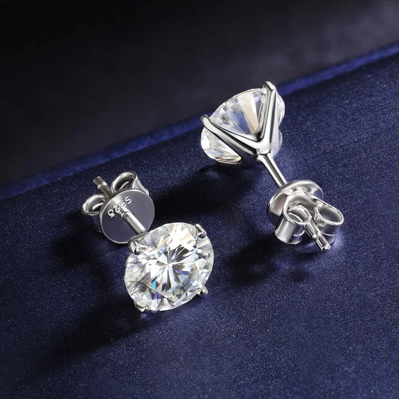 EWYA Luxury 0.4-4CT D Color Moissanite Screw Earrings For Women Party Fine Jewelry 4 Prong S925 Sterling Silver Diamond Earring
