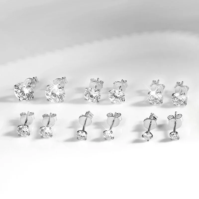 EWYA Luxury 0.4-4CT D Color Moissanite Screw Earrings For Women Party Fine Jewelry 4 Prong S925 Sterling Silver Diamond Earring