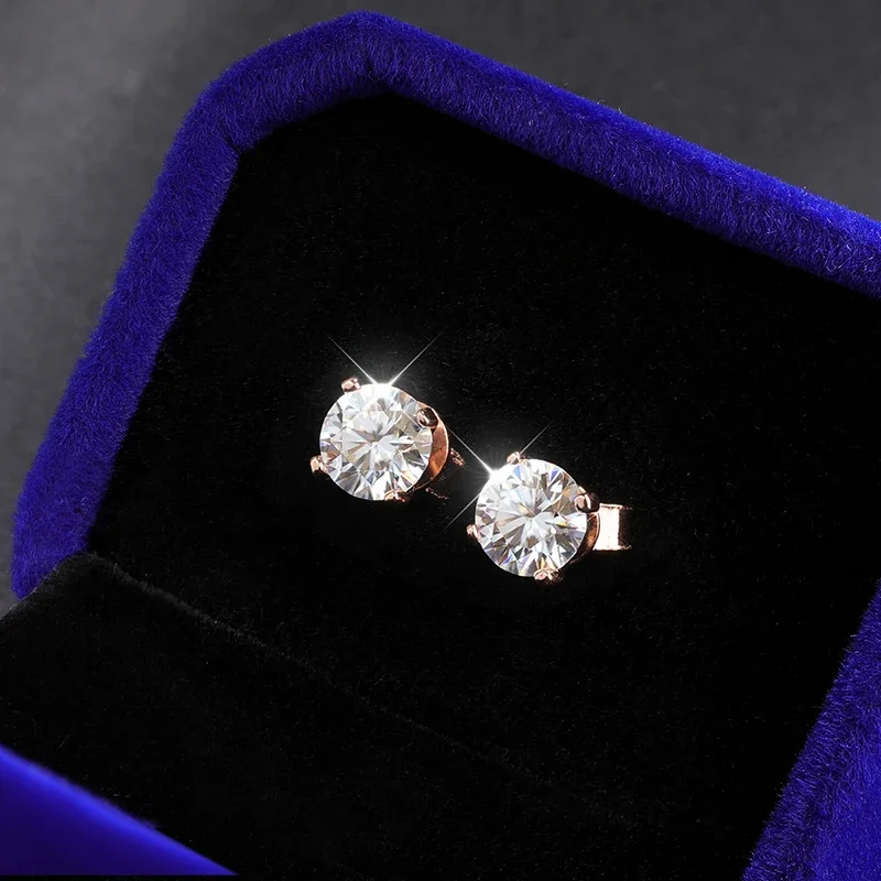 EWYA Luxury 0.4-4CT D Color Moissanite Screw Earrings For Women Party Fine Jewelry 4 Prong S925 Sterling Silver Diamond Earring