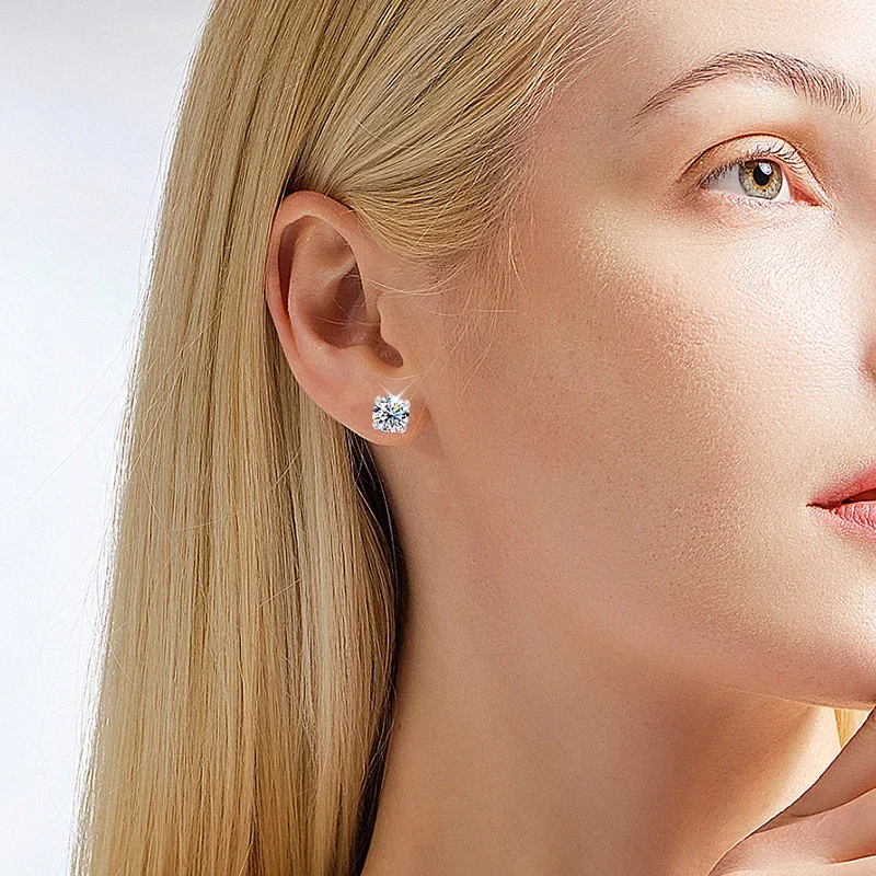 EWYA Luxury 0.4-4CT D Color Moissanite Screw Earrings For Women Party Fine Jewelry 4 Prong S925 Sterling Silver Diamond Earring