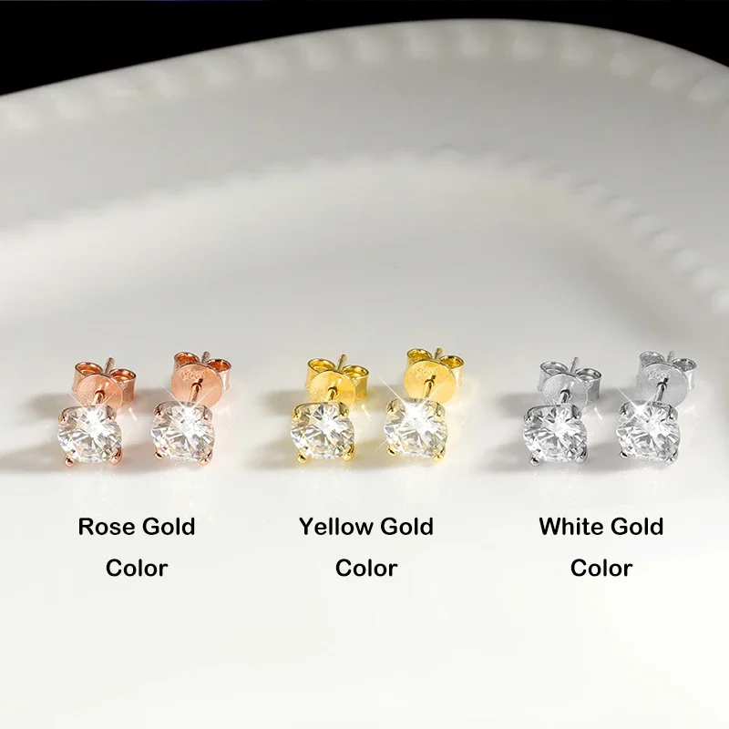 EWYA Luxury 0.4-4CT D Color Moissanite Screw Earrings For Women Party Fine Jewelry 4 Prong S925 Sterling Silver Diamond Earring