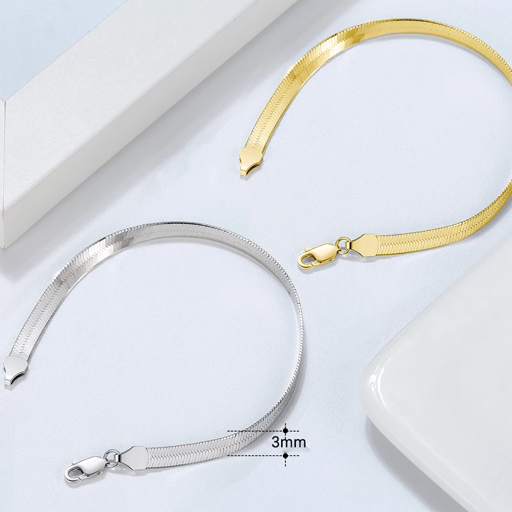 ORSA JEWELS 100% Soild 925 Sterling Silver Chain Bracelets Simple Stackable Chain Bracelets Gfts Women Men Versatile Bracelet