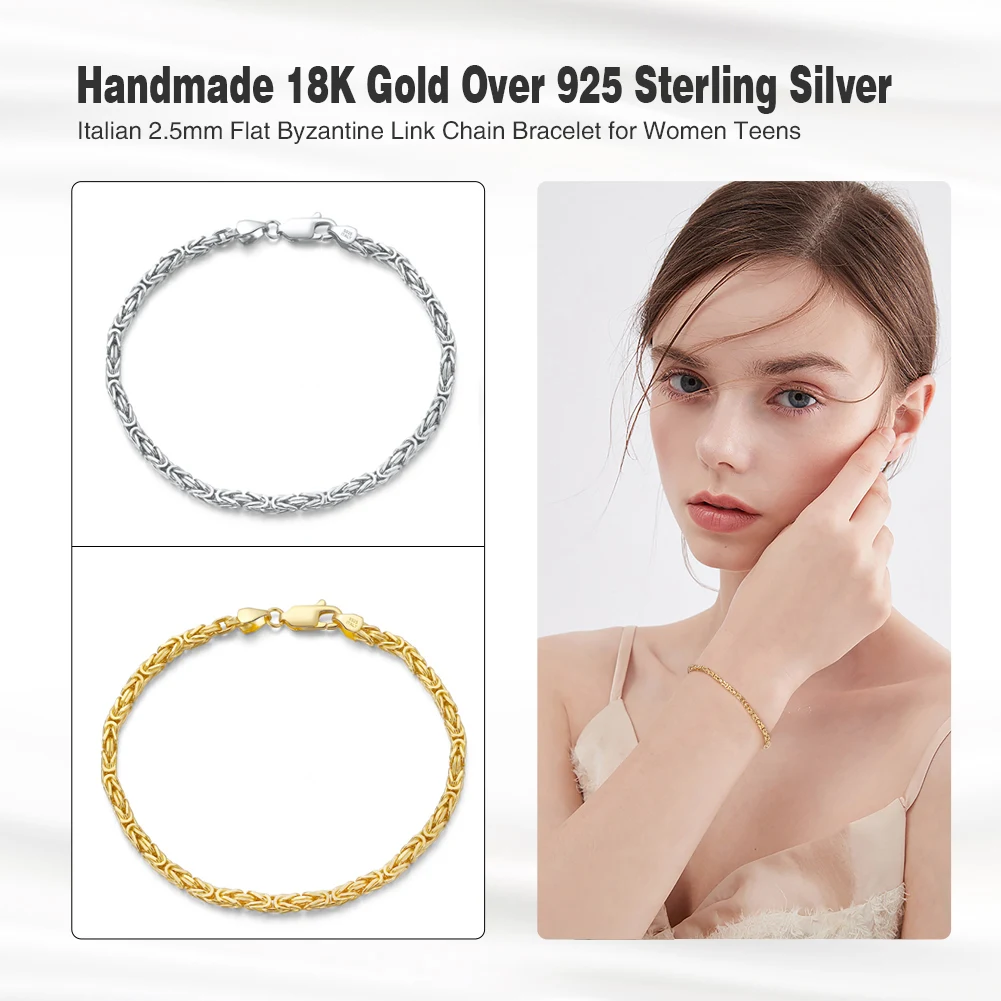 ORSA JEWELS 100% Soild 925 Sterling Silver Chain Bracelets Simple Stackable Chain Bracelets Gfts Women Men Versatile Bracelet