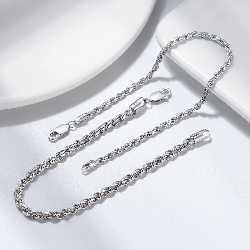 ORSA JEWELS 100% Soild 925 Sterling Silver Chain Bracelets Simple Stackable Chain Bracelets Gfts Women Men Versatile Bracelet