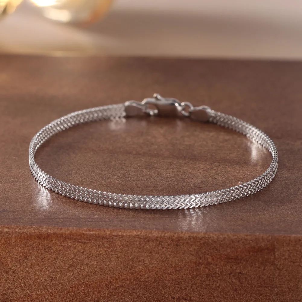 ORSA JEWELS 100% Soild 925 Sterling Silver Chain Bracelets Simple Stackable Chain Bracelets Gfts Women Men Versatile Bracelet