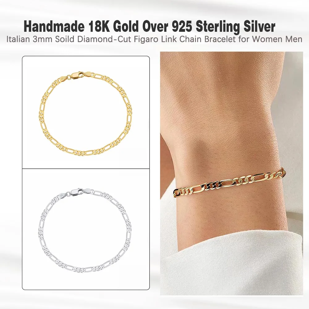 ORSA JEWELS 100% Soild 925 Sterling Silver Chain Bracelets Simple Stackable Chain Bracelets Gfts Women Men Versatile Bracelet