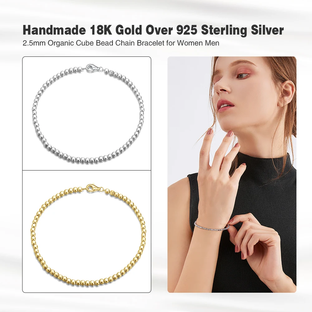 ORSA JEWELS 100% Soild 925 Sterling Silver Chain Bracelets Simple Stackable Chain Bracelets Gfts Women Men Versatile Bracelet