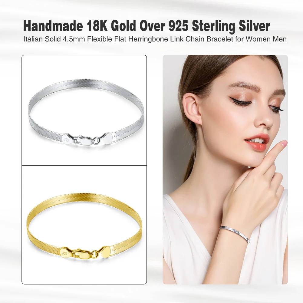 ORSA JEWELS 100% Soild 925 Sterling Silver Chain Bracelets Simple Stackable Chain Bracelets Gfts Women Men Versatile Bracelet