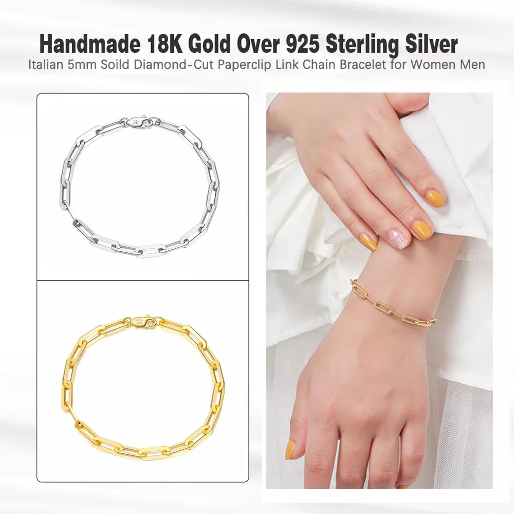 ORSA JEWELS 100% Soild 925 Sterling Silver Chain Bracelets Simple Stackable Chain Bracelets Gfts Women Men Versatile Bracelet