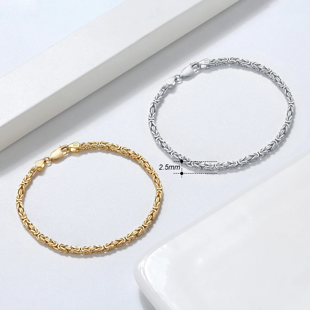 ORSA JEWELS 100% Soild 925 Sterling Silver Chain Bracelets Simple Stackable Chain Bracelets Gfts Women Men Versatile Bracelet