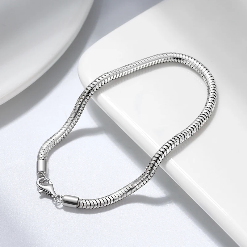 ORSA JEWELS 100% Soild 925 Sterling Silver Chain Bracelets Simple Stackable Chain Bracelets Gfts Women Men Versatile Bracelet