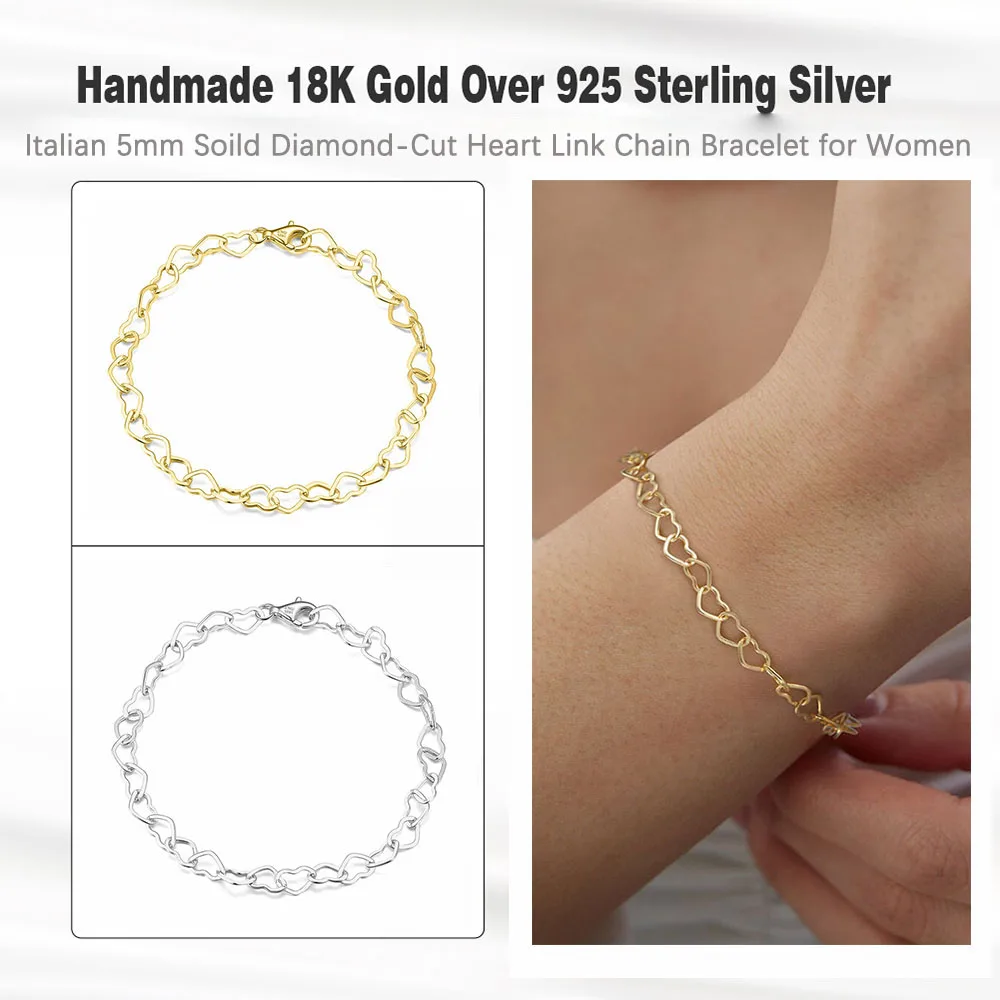 ORSA JEWELS 100% Soild 925 Sterling Silver Chain Bracelets Simple Stackable Chain Bracelets Gfts Women Men Versatile Bracelet