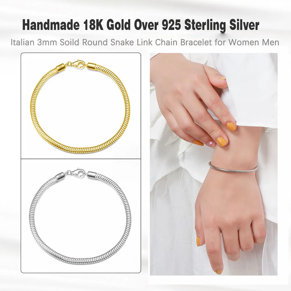 ORSA JEWELS 100% Soild 925 Sterling Silver Chain Bracelets Simple Stackable Chain Bracelets Gfts Women Men Versatile Bracelet