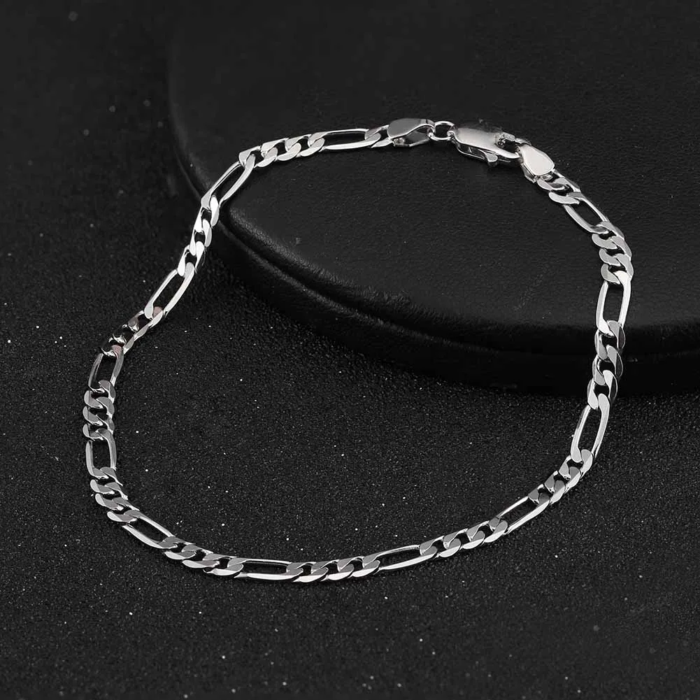 ORSA JEWELS 100% Soild 925 Sterling Silver Chain Bracelets Simple Stackable Chain Bracelets Gfts Women Men Versatile Bracelet
