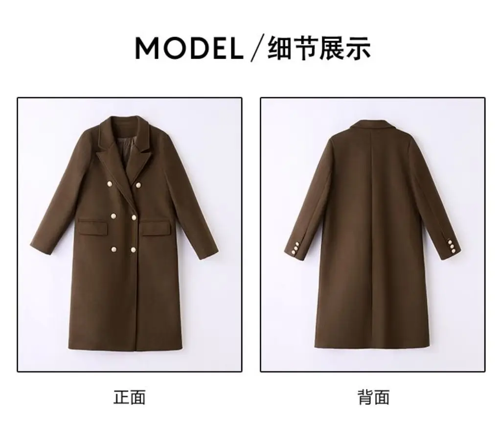 Red Woolen Coat 2026 Autumn Winter New Fashion Temperament with cotton Thicken Wool Coats Female Slim Casual Warm Long Overcoat