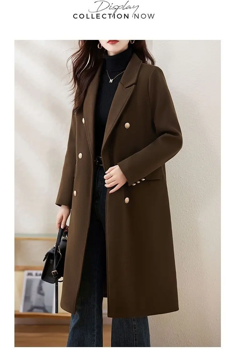 Red Woolen Coat 2026 Autumn Winter New Fashion Temperament with cotton Thicken Wool Coats Female Slim Casual Warm Long Overcoat