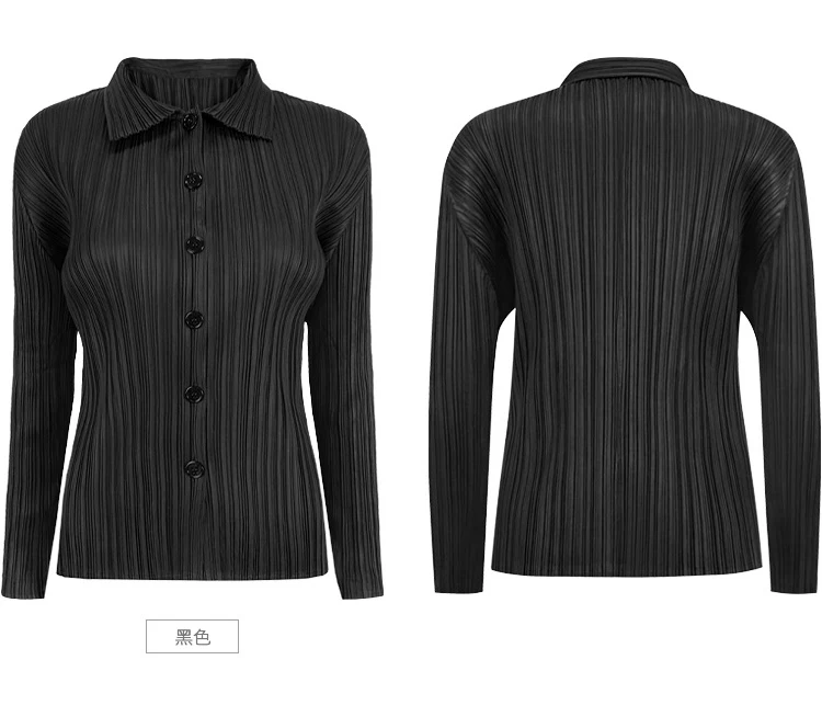 Women's Shirt Miyake Pleated Lapel Long Sleeve Shirt Casual Versatile Loose Plus Size Shirt Pleated Cardigan Tops 2024 Fall New