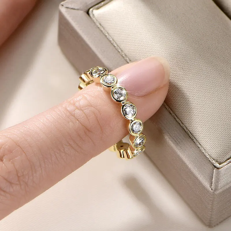 IOGOU 14k Gold Filled Full Eternity Ring Bezel 3mm D Round Moissanite Rings Stackable Bands GRA Certified Jewelry for Women 2026