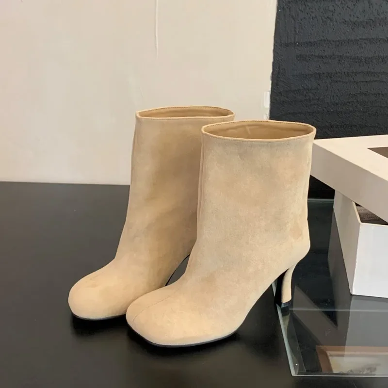 Eilyken New Autumn Winter Fashion Round Toe Women Ankle Boots Concise Thin Heels Shoes Chelsea Short Botas De Mujer