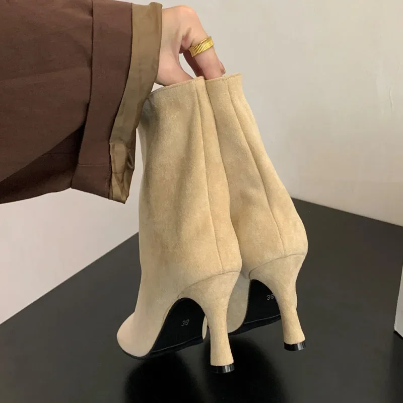 Eilyken New Autumn Winter Fashion Round Toe Women Ankle Boots Concise Thin Heels Shoes Chelsea Short Botas De Mujer