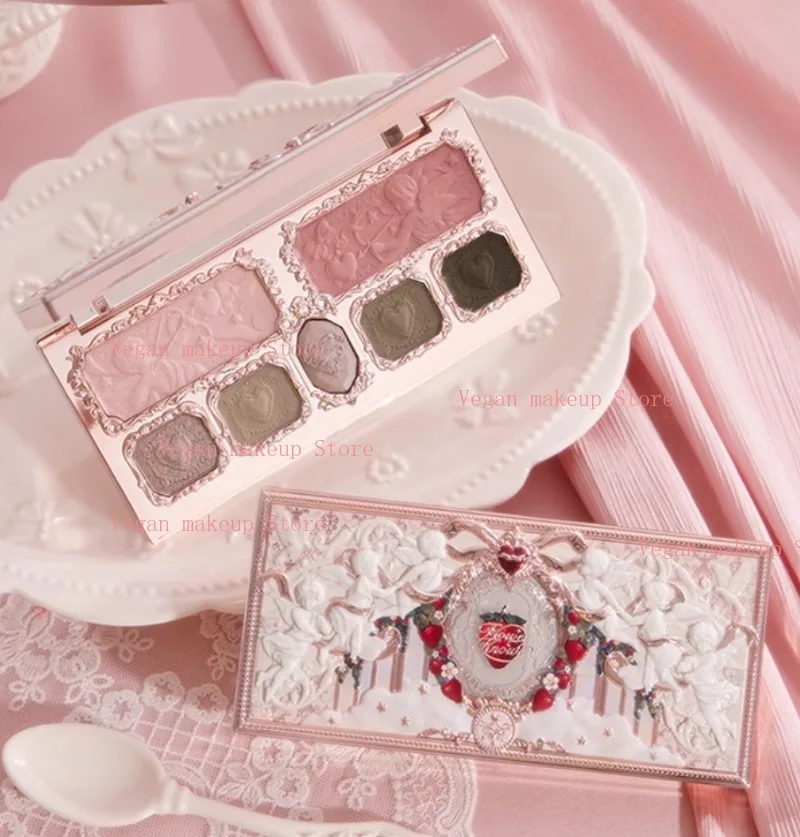 Flowerknows Strawberry Cupid Collection Facial Complexion Palette Blush Eyeshadow Highlighter Flower Know Face Bronzer Palette