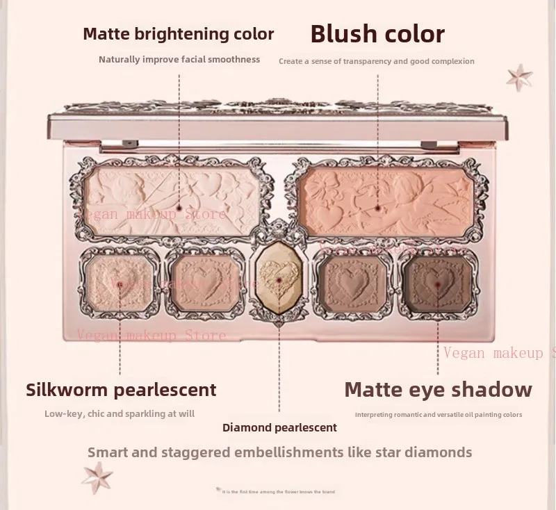 Flowerknows Strawberry Cupid Collection Facial Complexion Palette Blush Eyeshadow Highlighter Flower Know Face Bronzer Palette