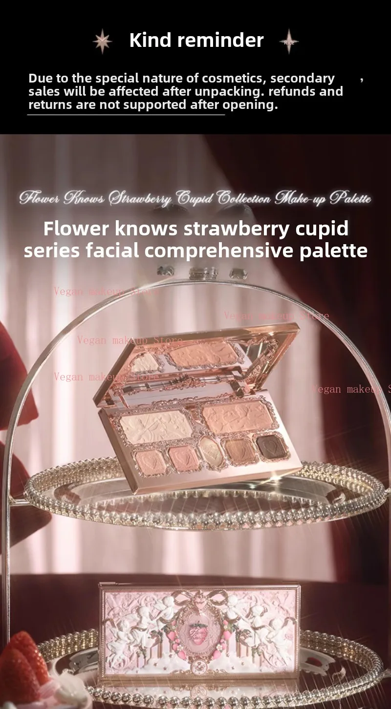 Flowerknows Strawberry Cupid Collection Facial Complexion Palette Blush Eyeshadow Highlighter Flower Know Face Bronzer Palette