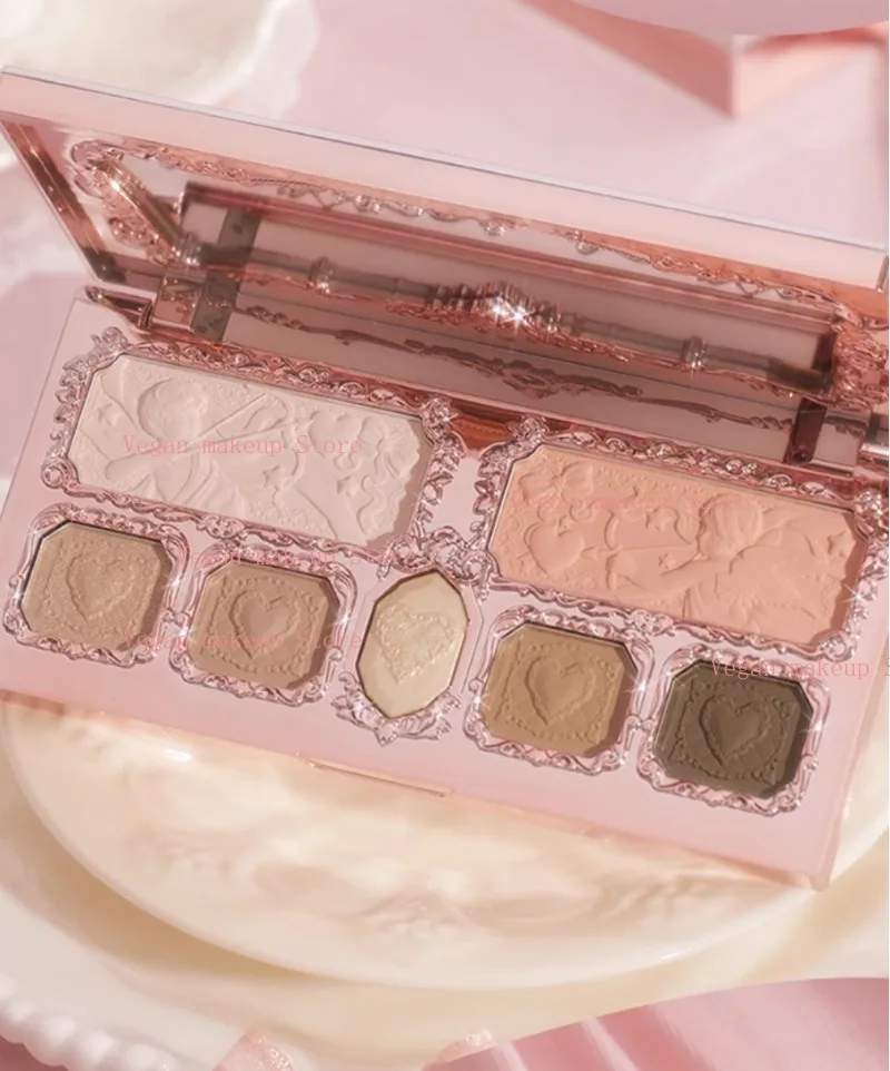 Flowerknows Strawberry Cupid Collection Facial Complexion Palette Blush Eyeshadow Highlighter Flower Know Face Bronzer Palette
