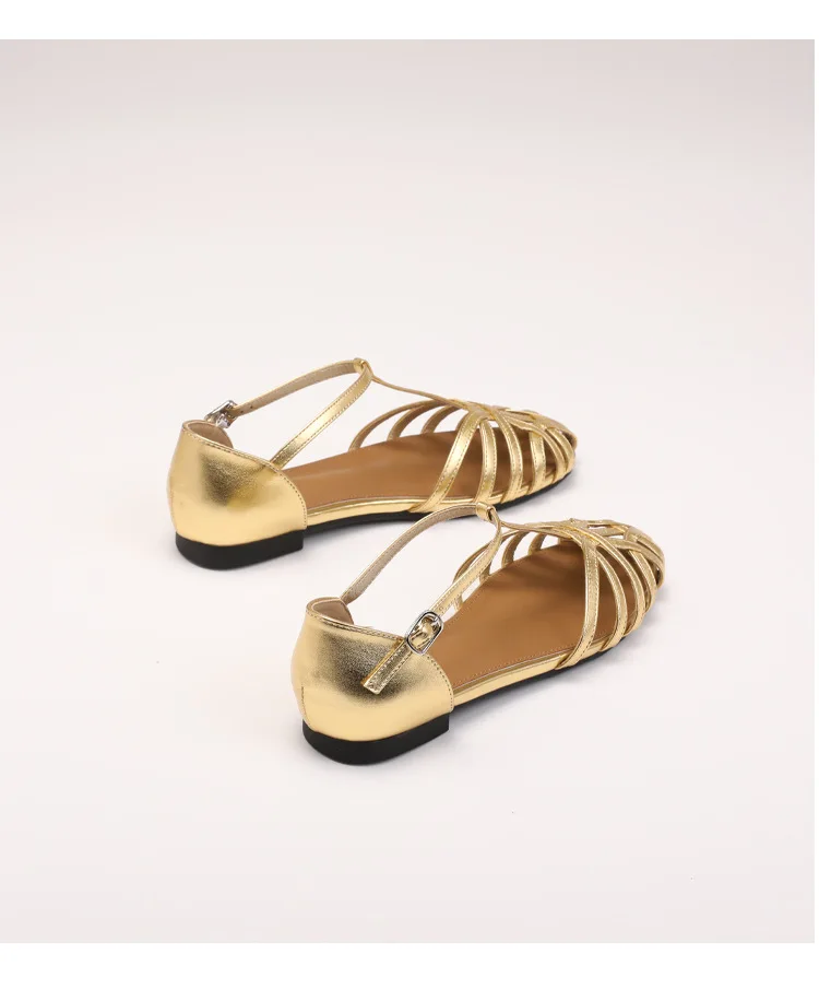ZAROY Women's Sandals Summer Casual Footwear T-tied Cross Strap Flat Sandals Weave Hollow Roman Sandalia Zapatos сандали
