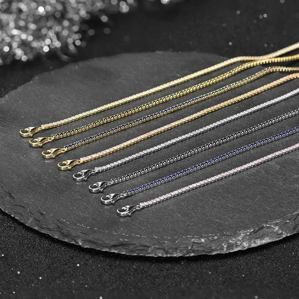 ORSA JEWELS Authentic 925 Sterling Silver Tennis Bracelet Fashion Black&Pink&Blue 4A Zirconia Bracelet Jewelry for Women SB190