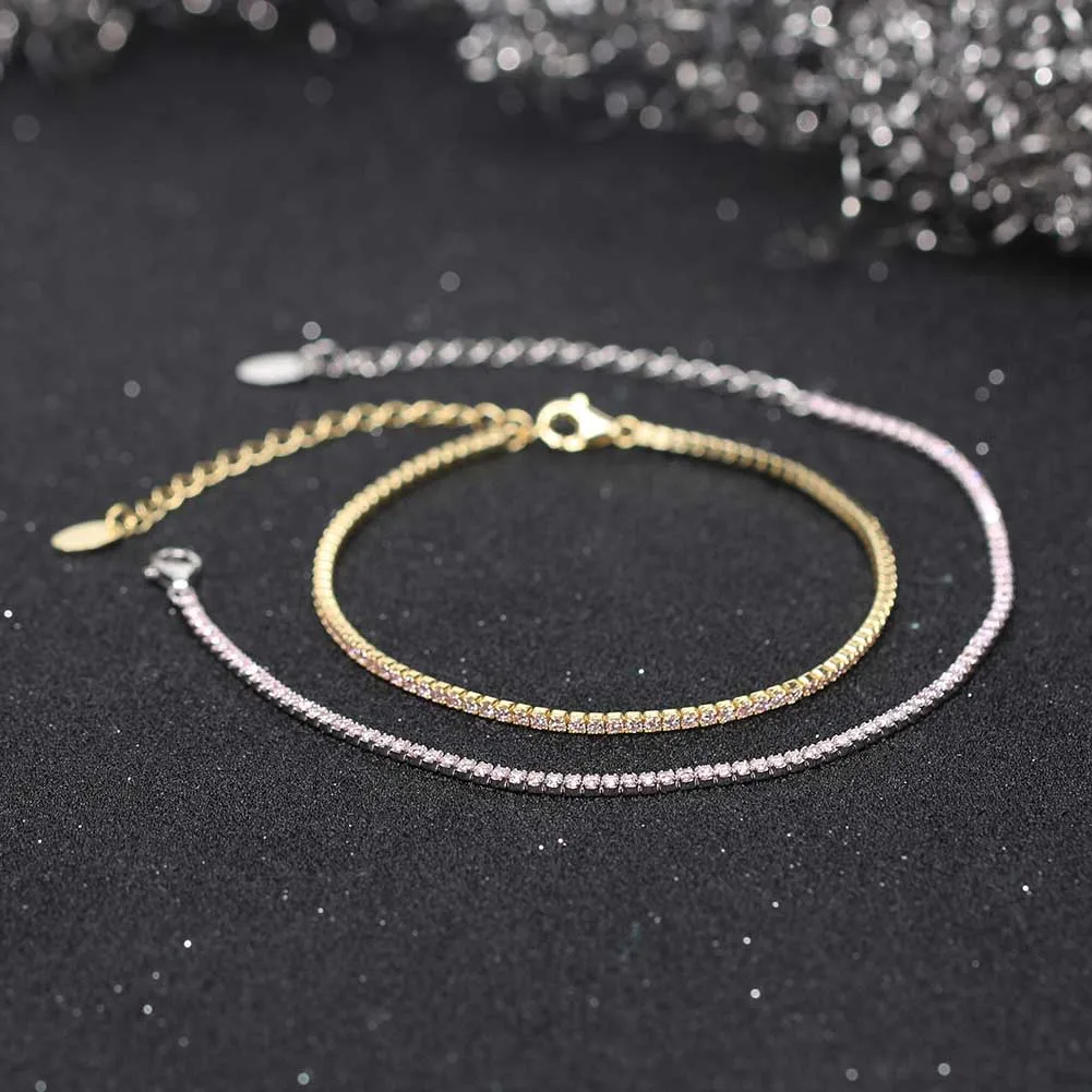 ORSA JEWELS Authentic 925 Sterling Silver Tennis Bracelet Fashion Black&Pink&Blue 4A Zirconia Bracelet Jewelry for Women SB190