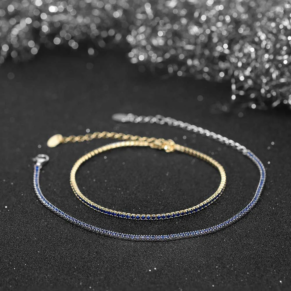 ORSA JEWELS Authentic 925 Sterling Silver Tennis Bracelet Fashion Black&Pink&Blue 4A Zirconia Bracelet Jewelry for Women SB190