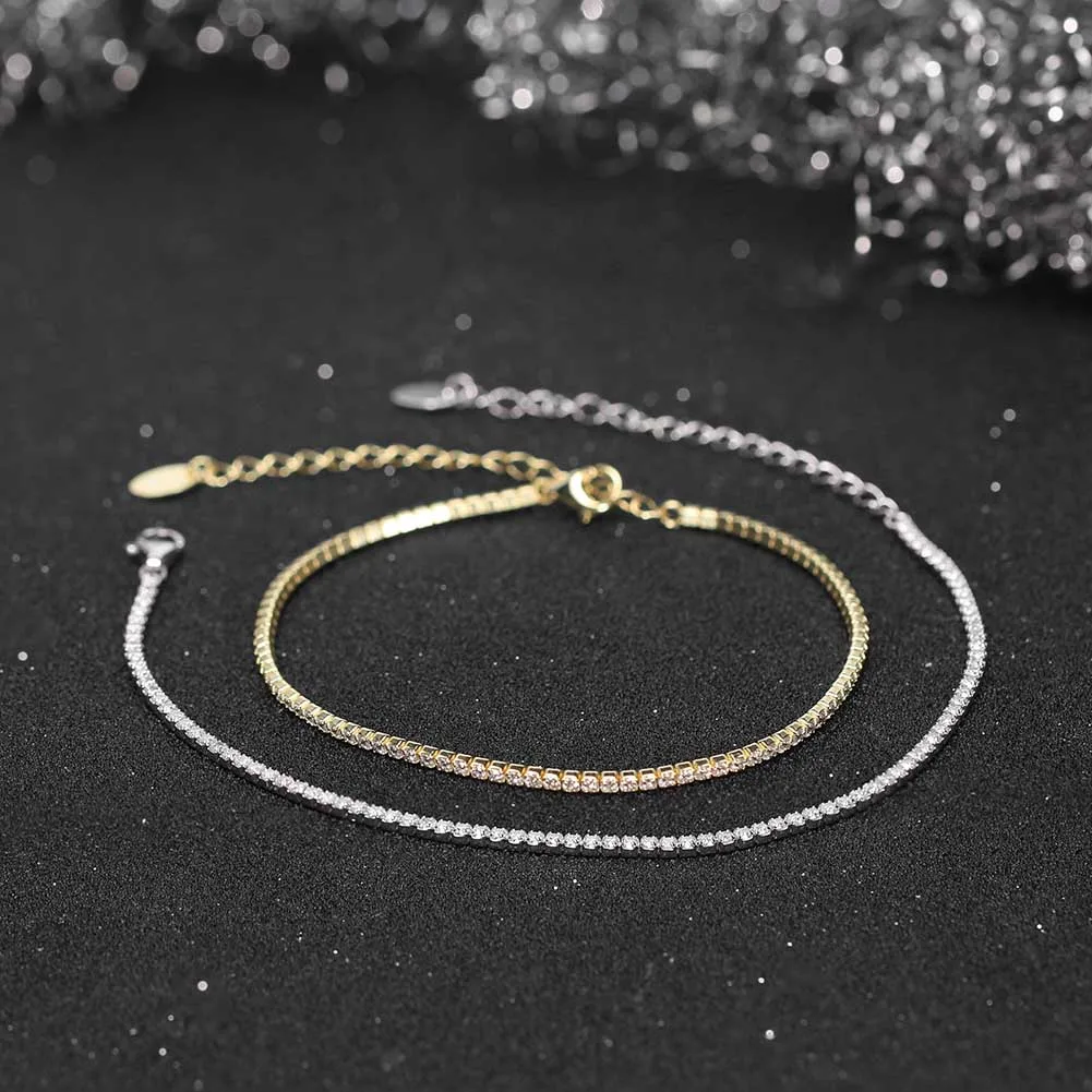 ORSA JEWELS Authentic 925 Sterling Silver Tennis Bracelet Fashion Black&Pink&Blue 4A Zirconia Bracelet Jewelry for Women SB190