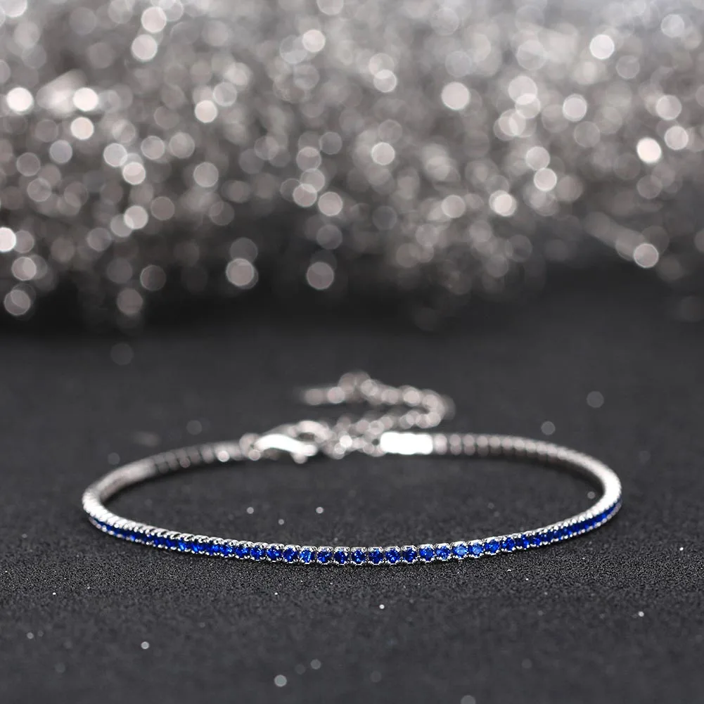 ORSA JEWELS Authentic 925 Sterling Silver Tennis Bracelet Fashion Black&Pink&Blue 4A Zirconia Bracelet Jewelry for Women SB190